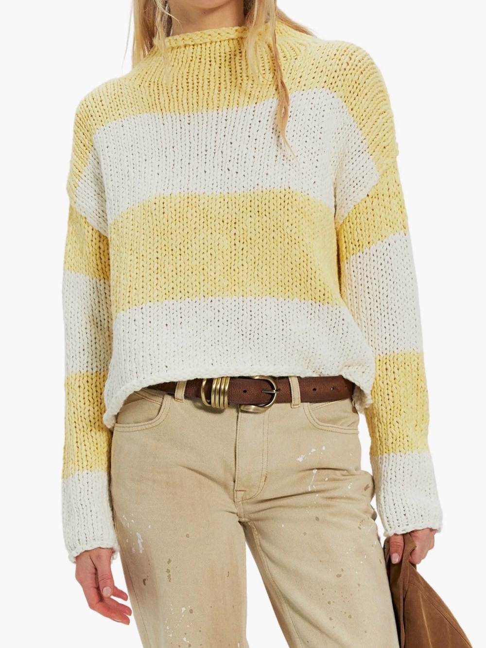 NWT Free People Women's Opal Rugby Stripe Rolled Neck
Sweater